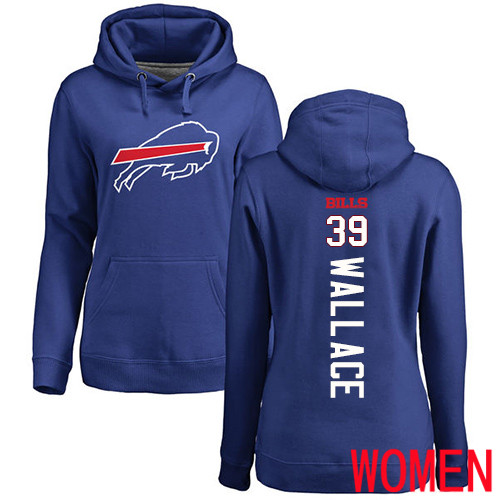 NFL Women Buffalo Bills #39 Levi Wallace Royal Blue Backer Pullover Hoodie Sweatshirt->women nfl jersey->Women Jersey
